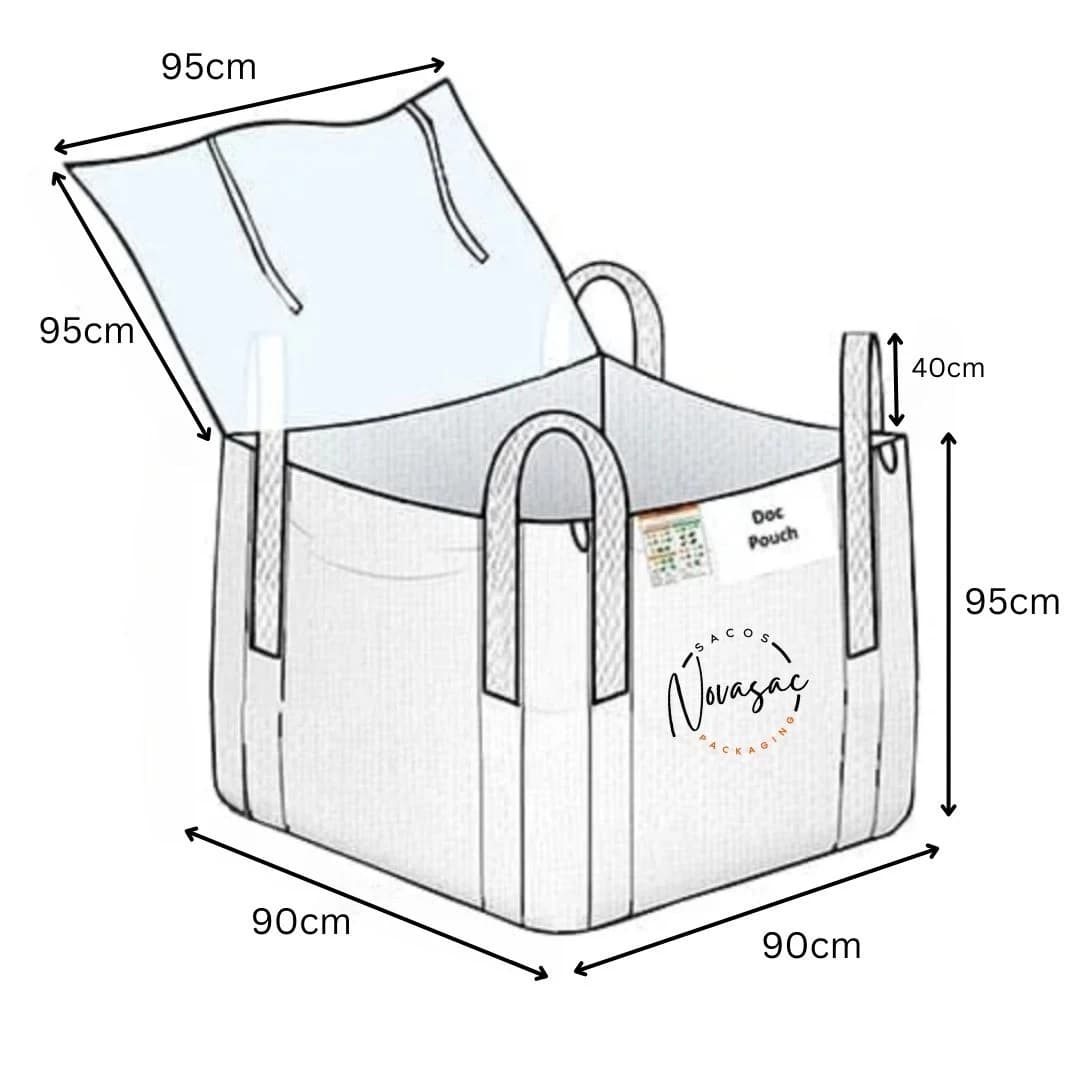Bolsón Big Bag con Solapa y Base Plana 90x90x95 PP No Laminado — imagen 2