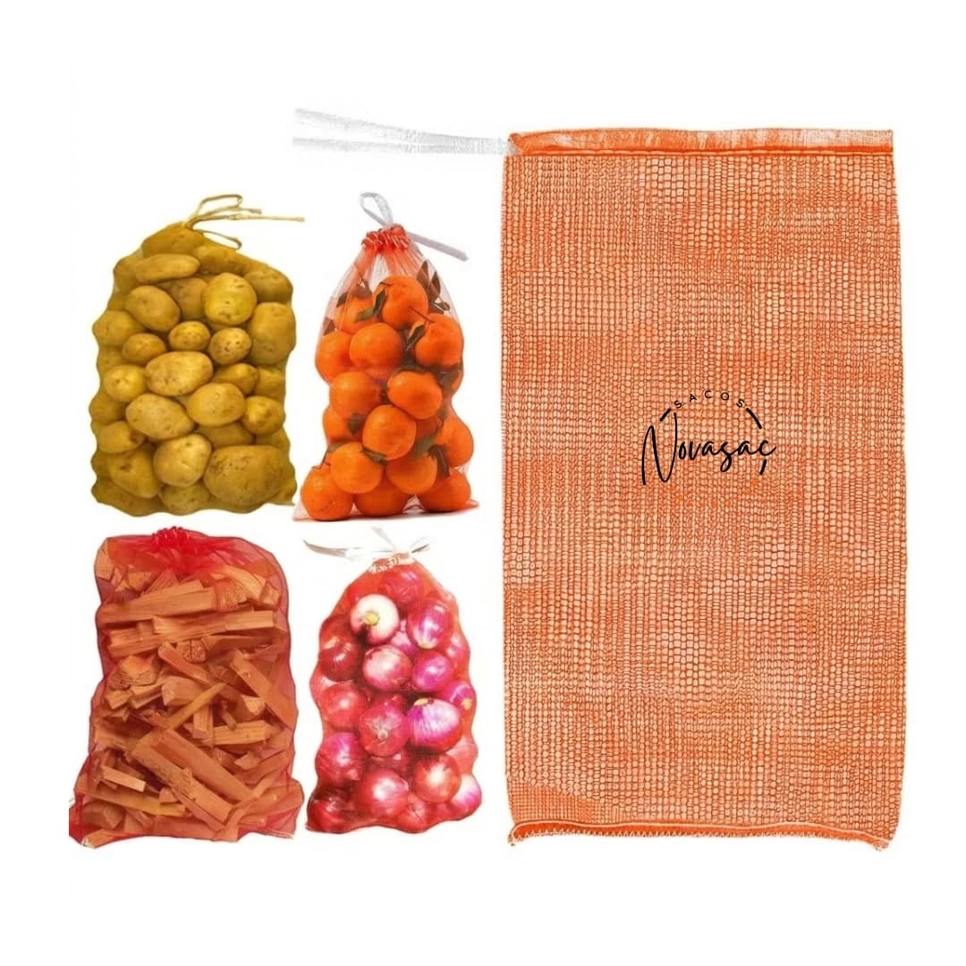 Bolsa Pequeña de Malla Leno 53x82cm Boca Abierta con Cordón de Cierre PP No Laminado — imagen 3