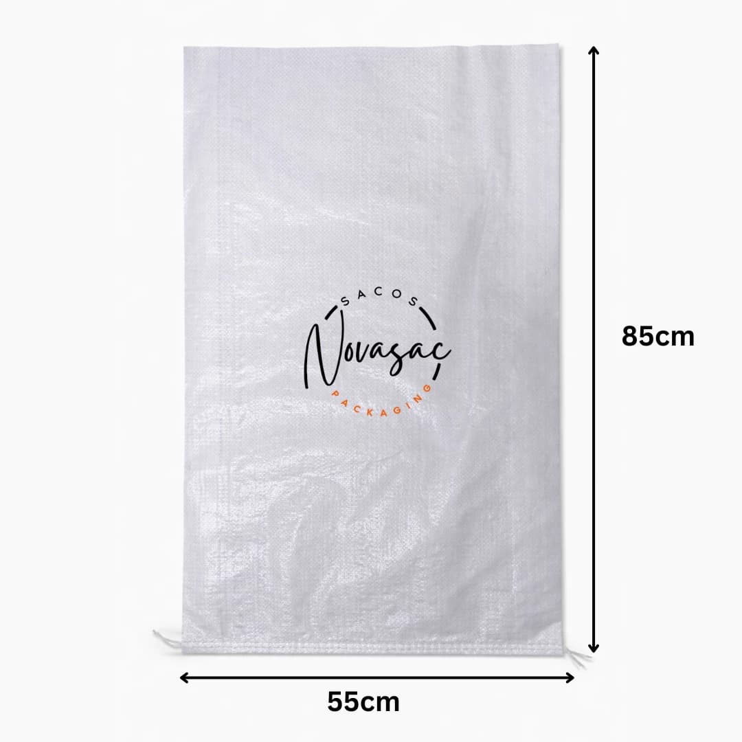 Bolsa Pequeña Tejida de PP 55x85 cm Boca Abierta Base Plana No Laminada — imagen 2