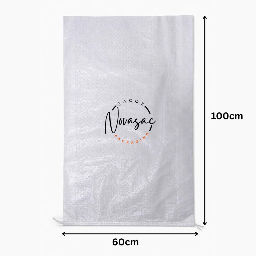 Bolsa Pequeña Tejida de PP 60x100 cm Boca Abierta Base Plana No Laminada — imagen 2