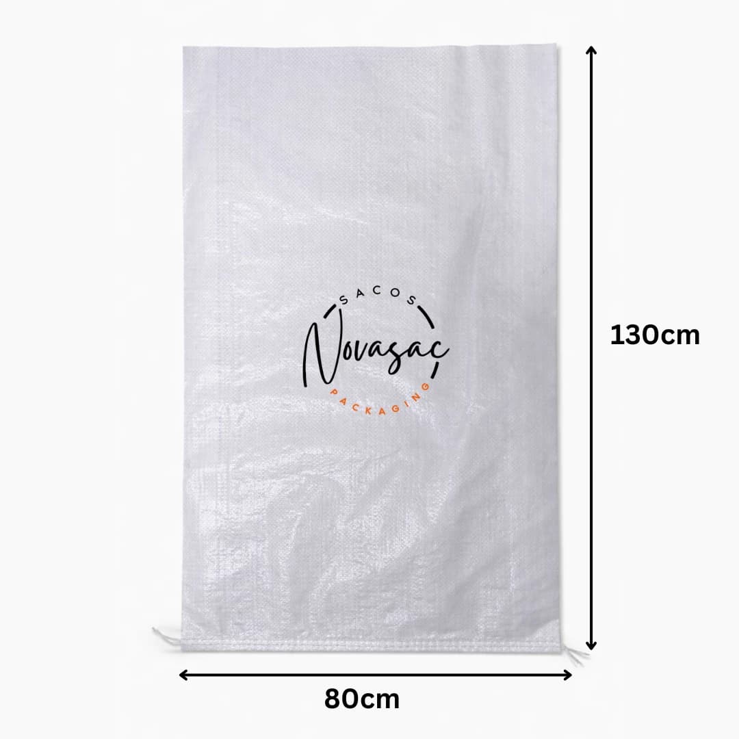 Bolsa Pequeña Tejida de PP 80x130 cm Boca Abierta Base Plana No Laminada — imagen 2