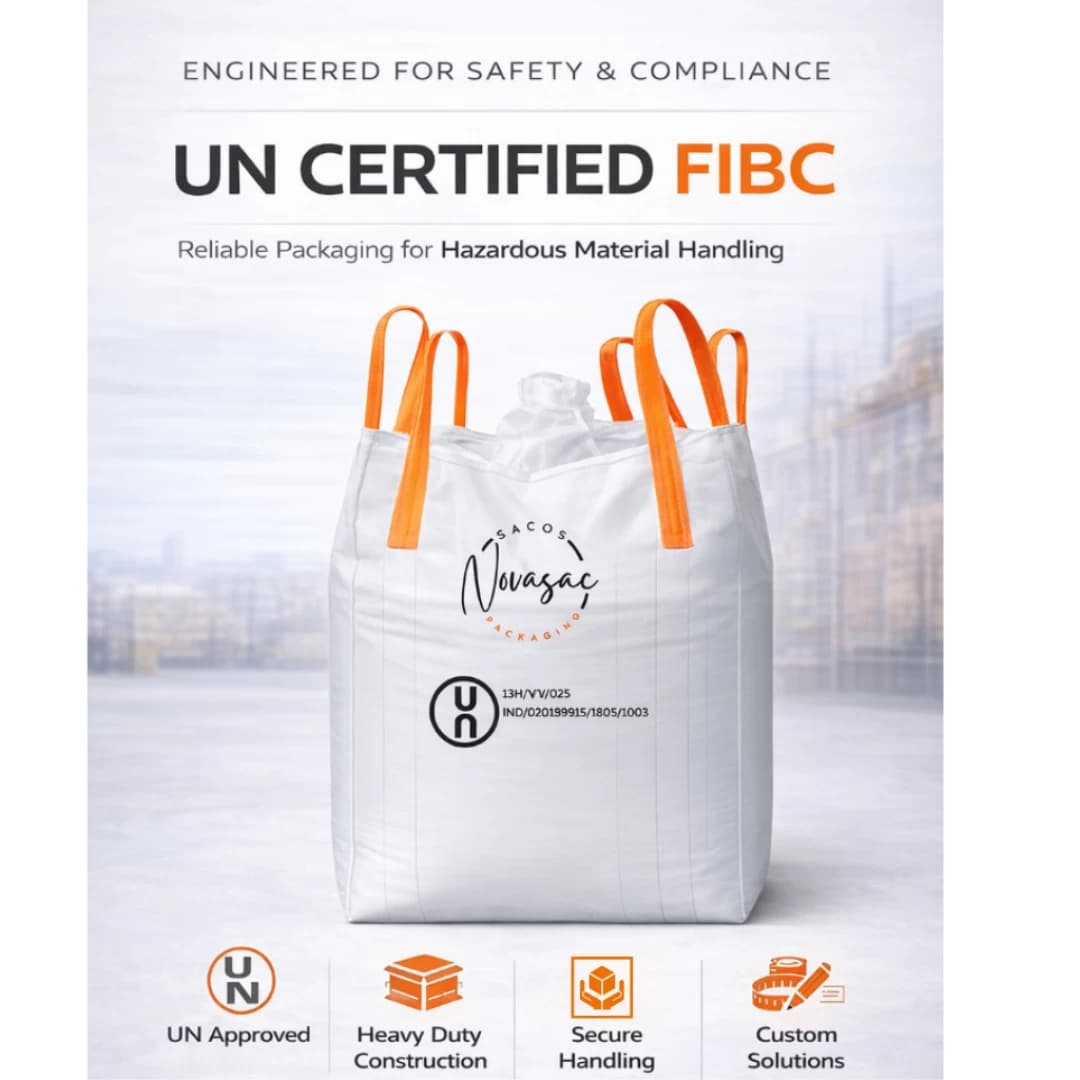 Bolsón Big Bag Certificado ONU con Boquilla de Llenado y Boquilla de Descarga 95x95x110 PP Laminado — imagen 2